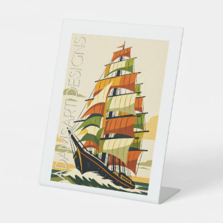 Signe De Table Adventurous Art Deco Sailing Ship