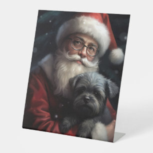 Signe De Table Affenpinscher avec le Père Noël Noël festif