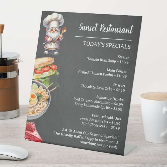 Signe De Table Affichage de menu de restaurant ou de café (In SItu)
