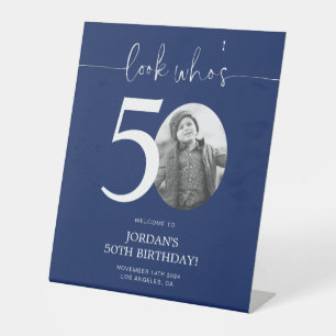 Signe De Table Affiche de bienvenue bleue 50e anniversaire   Rega