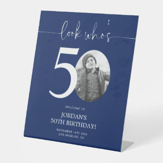 Signe De Table Affiche de bienvenue bleue 50e anniversaire | Rega