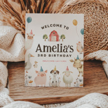 Affiche de bienvenue d'anniversaire de la ferme mi