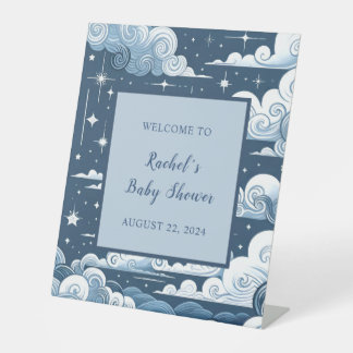 Signe De Table Affiche de bienvenue de Baby shower céleste bleu l