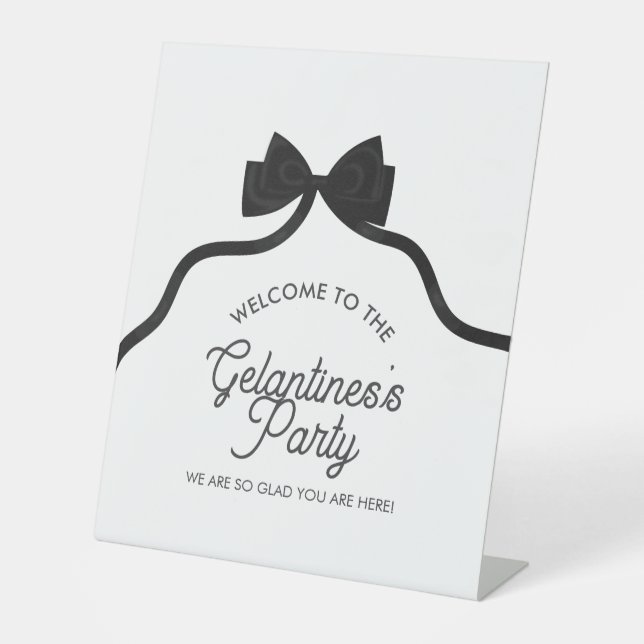 Signe De Table Affiche de bienvenue de Black Bow Galentine Party (Recto)