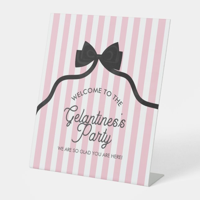Signe De Table Affiche de bienvenue de Black Bow Galentine Party (Recto)