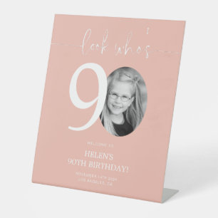Signe De Table Affiche de bienvenue rose 90e anniversaire Regar
