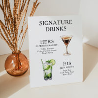 Affiche de menu de cocktail de mariage Boissons Si