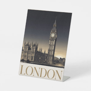 Signe De Table Affiche de voyage vintage de Londres avec Big Ben 