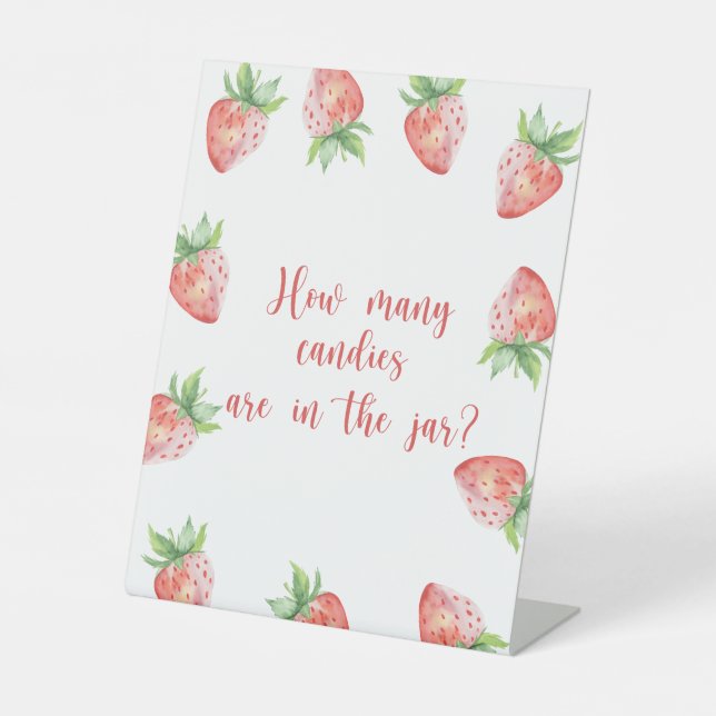 Signe De Table Affiche fraise - devinez combien de bonbons (Recto)