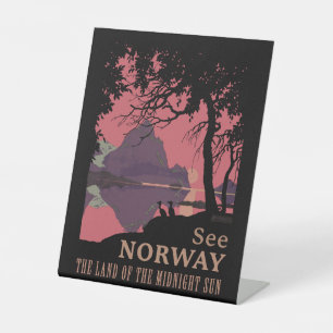Signe De Table Affiche minimaliste de coucher de soleil en Norvèg