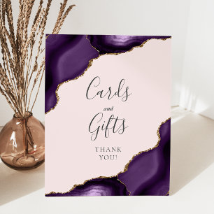 Signe De Table Agate Purple Gold Blush Cartes de mariage et cadea