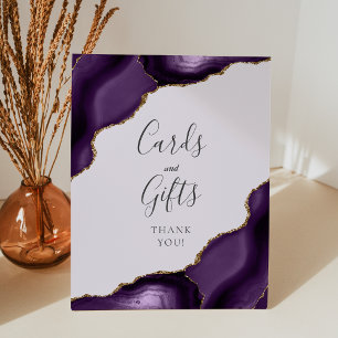 Signe De Table Agate Purple Gold Lavender Cartes de mariage et ca