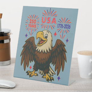 Signe De Table Aigle chauve avec feux d'artifice – États-Unis 250
