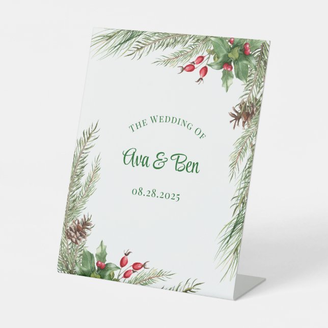 Signe De Table aiguilles de pin rouge mariage de couronne (Recto)