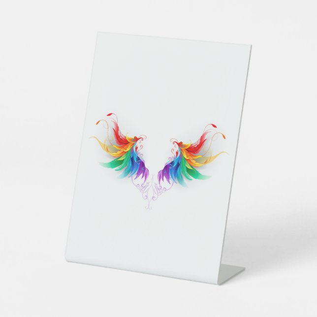 Signe De Table Ailes fluffy arc-en-ciel (Recto)