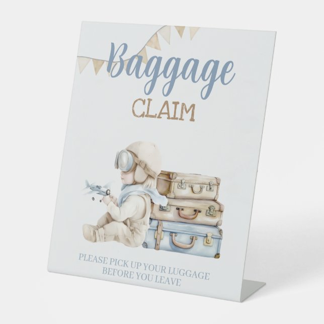 Signe De Table Airplane Aviator Pilot 1st Birthday Favors Baggage (Recto)