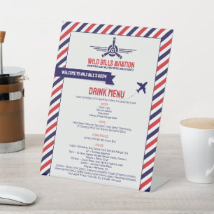 Signe De Table Airplane Themed Drink Menu - Aviation, Pilot Menu