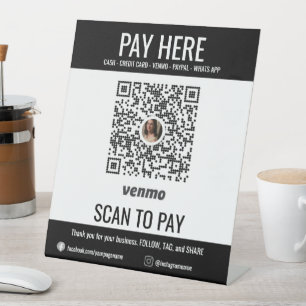Signe De Table Ajouter Business QR Code Venmo Payer ici Signal Pe
