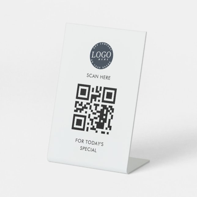 Signe De Table Ajouter le code QR et le menu Logo Affaires spécia (Recto)