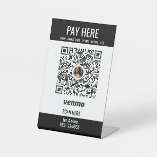 Signe De Table Ajouter le code QR Venmo Payer ici Pancarte
