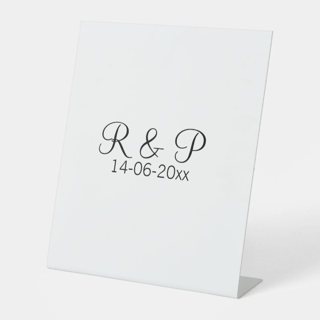 Signe De Table Ajouter monogramme du nom du couple ajouter date a (Recto)