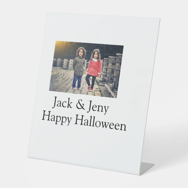 Signe De Table ajouter nom photo texte Halloween enfant fille gar (Recto)