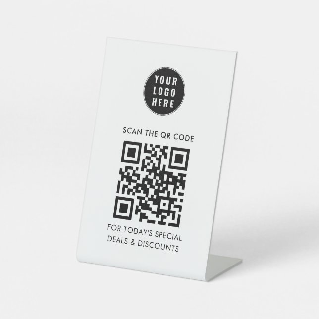 Signe De Table Ajouter un logo d'entreprise et un code QR simple (Recto)