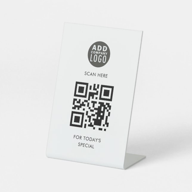 Signe De Table Ajouter un logo et un code QR Menu Special Busines (Recto)