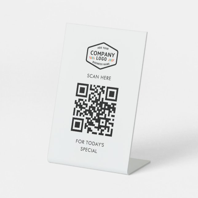 Signe De Table Ajouter votre code QR et votre logo professionnel (Recto)