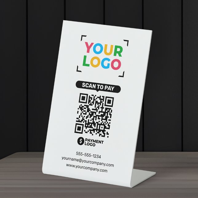 Signe De Table Ajouter Votre Logo Simple Scan Pour Payer Le Code  (Créateur téléchargé)