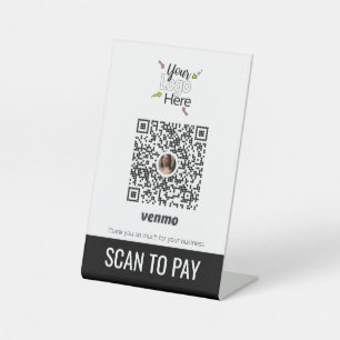 Signe De Table Ajoutez votre logo professionnel QR Code Venmo Pay
