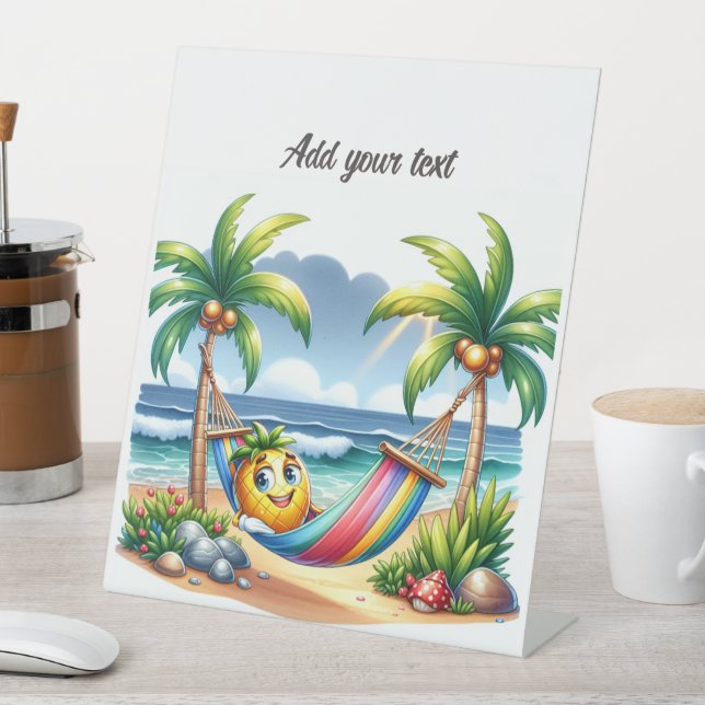 Signe De Table Ajoutez votre texte/ Plage, c'est l'heure ! (In SItu)