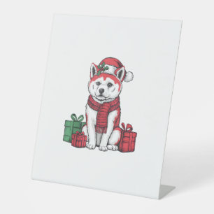 Signe De Table Akita Chien vêtements de Noël Santa Hat Chien Noël