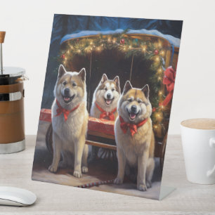 Signe De Table Akita Snowy Sleigh Ride Décor de Noël