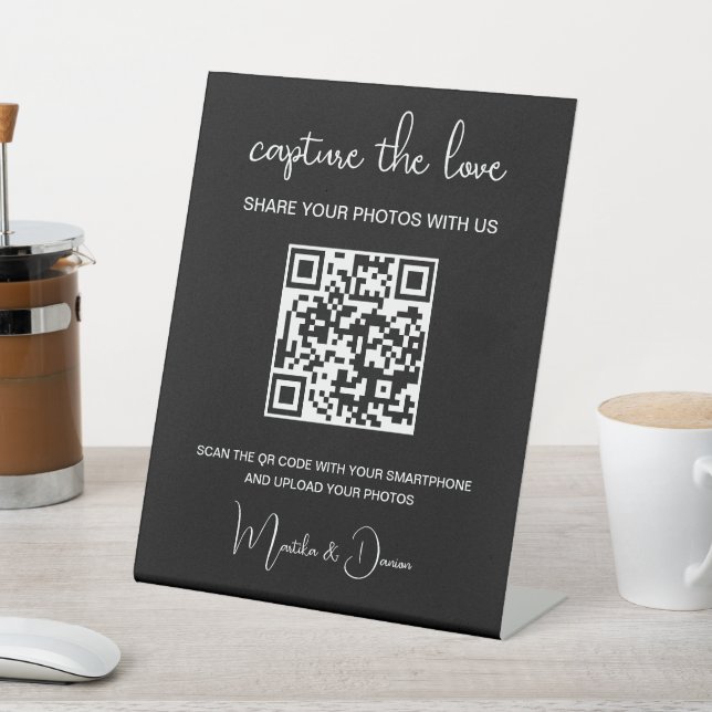 Signe De Table Album de photos de mariage QR Code Capture the Lov (In SItu)