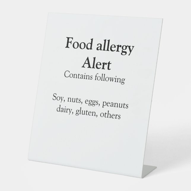 Signe De Table Alerte d'allergie alimentaire ajouter le nom texte (Recto)