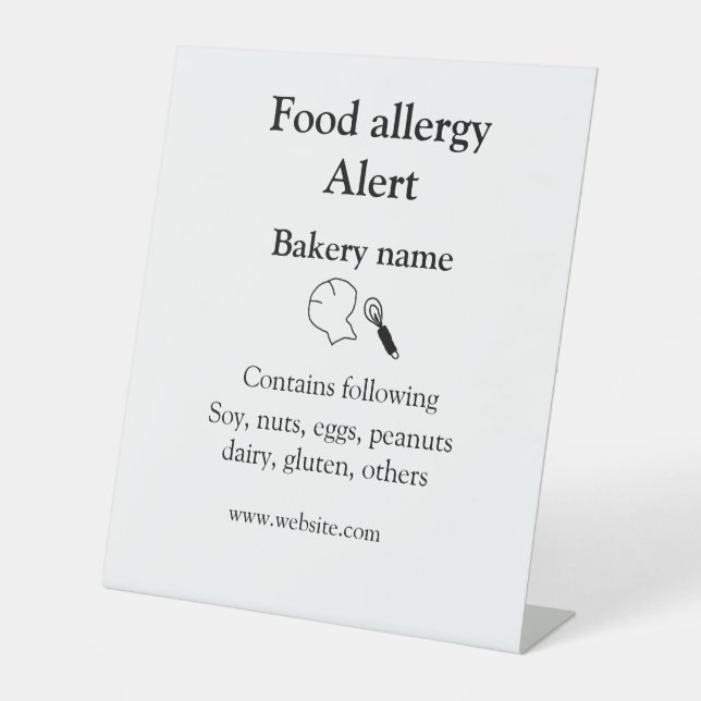 Signe De Table Alerte d'allergie alimentaire ajouter le nom texte (Recto)