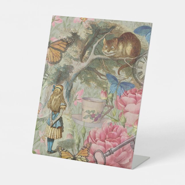 Signe De Table Alice Chat du Cheshire Arbre Jardin Wonderland (Recto)