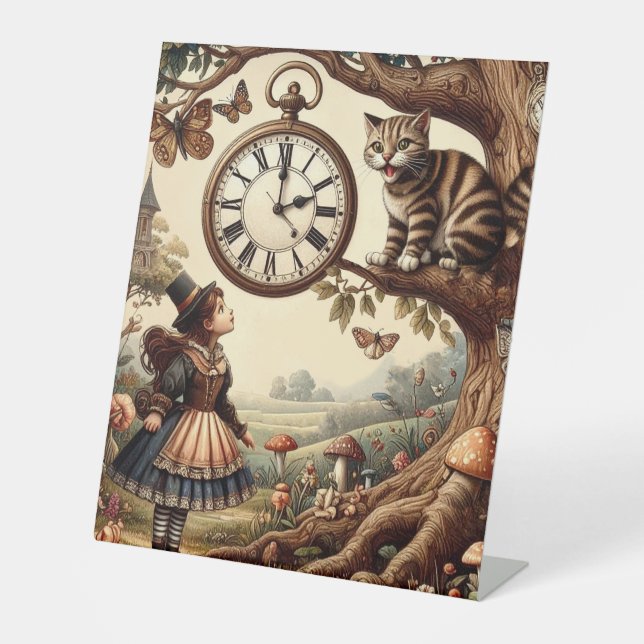 Signe De Table Alice et Chat du Cheshire : Fantaisie merveilleuse (Recto)
