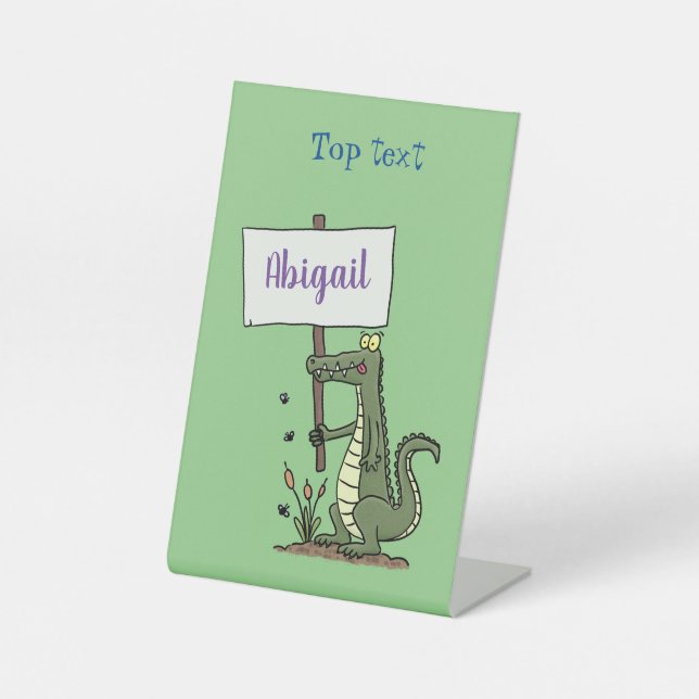 Signe De Table Aligator de crocodile drôle avec dessin animé (Recto)