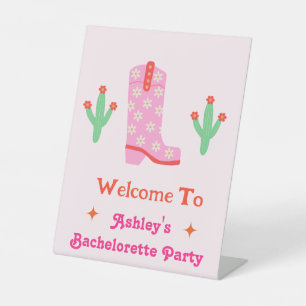 Signe De Table Allons-y Filles Pink Cowgirl Bachelorette Party