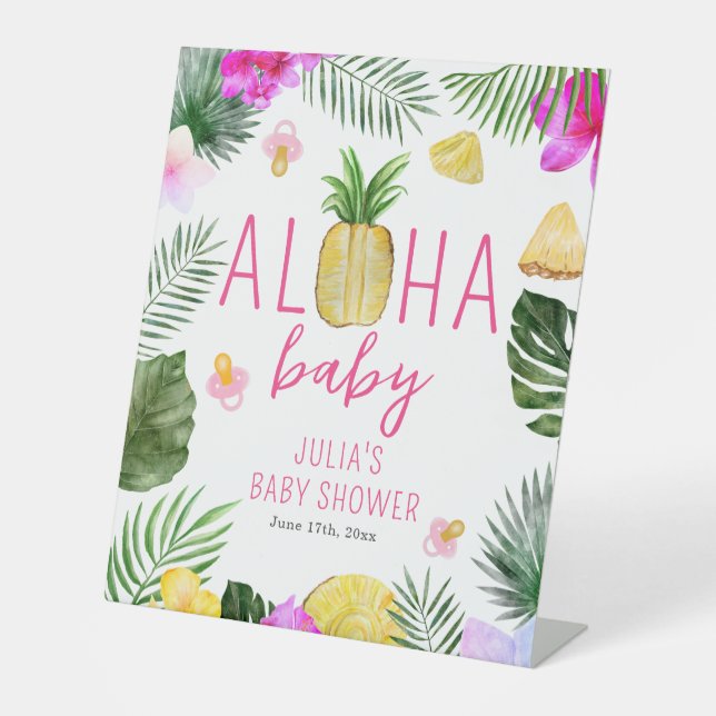 Signe De Table Aloha Baby Pineappy & Pacifiers Baby shower Luau (Recto)