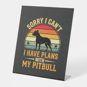 Signe De Table Amant de Chien de Crépuscule Vintage Plans Pitbull