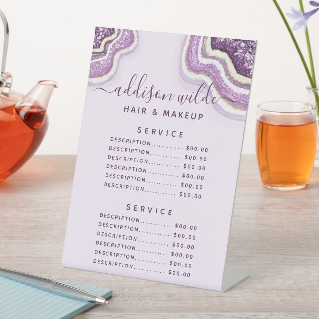 Signe De Table Amethyst Purple Parties scintillant Agate Géode Pr (In SItu)