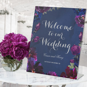 Signe De Table Amethyst Sapphire Navy Jewel Tone Mariage Bienvenu