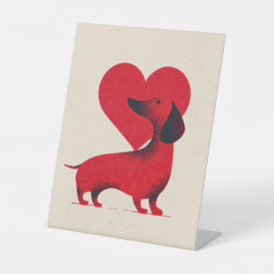 Signe De Table Amour de Dachshund – Dessin de cœur de chien migno