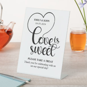 Signe De Table Amour Élégant Est Douce Calligraphie Cœur Mariage