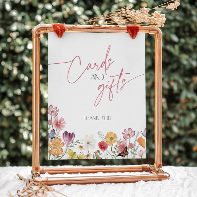 Signe De Table Amour fleur sauvage en fleur Papillon Cartes et Ca (Wildflower and butterfly cards and gift sign)