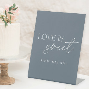 Signe De Table Amour Moderne en Bleu Acier Table de Mariage Douce