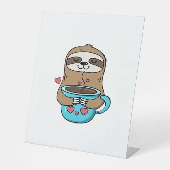 Signe De Table Amoureux De Café Chibi Sloth - Cute Kawaii Sloth H (Recto)